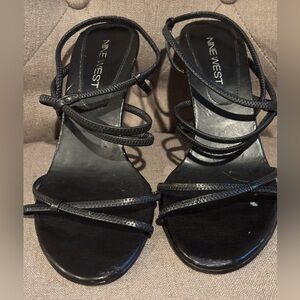 Nine West Black Strappy Heels